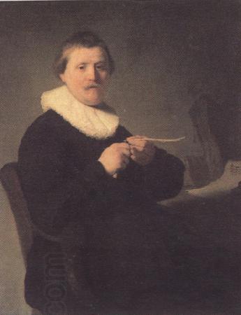 REMBRANDT Harmenszoon van Rijn Portrait of a man trimming his quill (mk33)